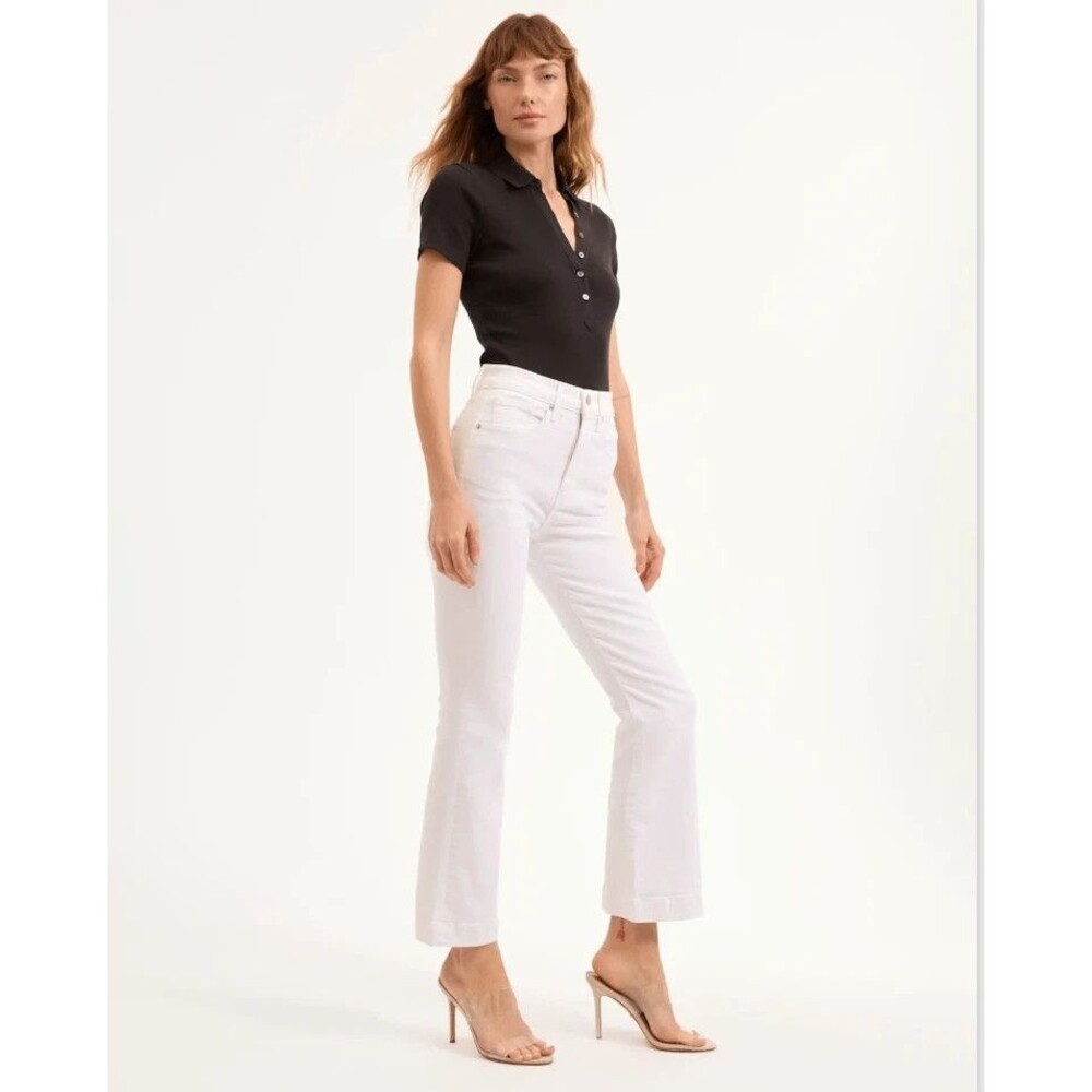 Veronica Beard White Flare Crop Jeans
